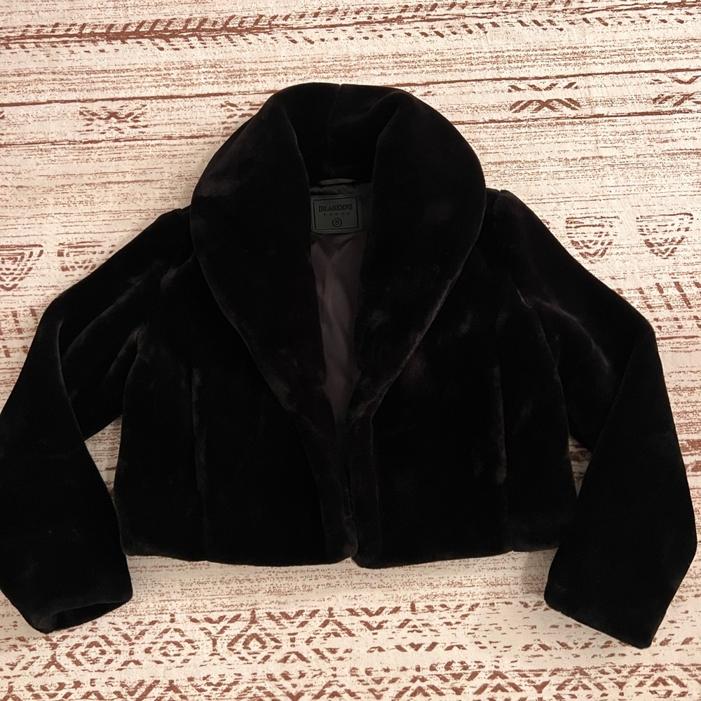 Blank NYC Dark Faux Fur Jacket